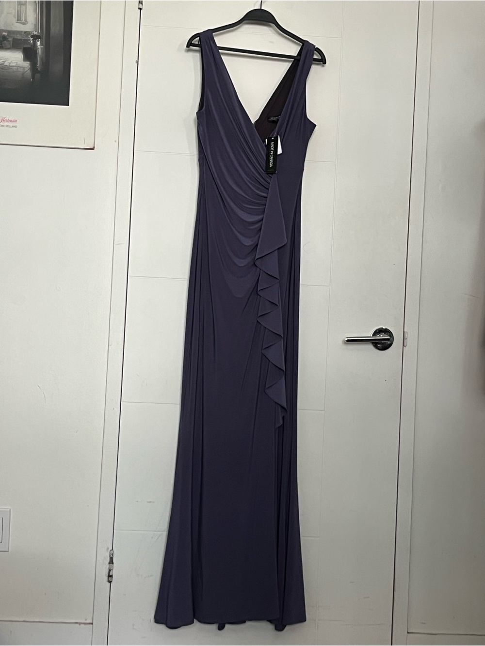 Brand new Le Chateau Purple Sleeveless V-Neck MaxiDress with Ruffle Detail